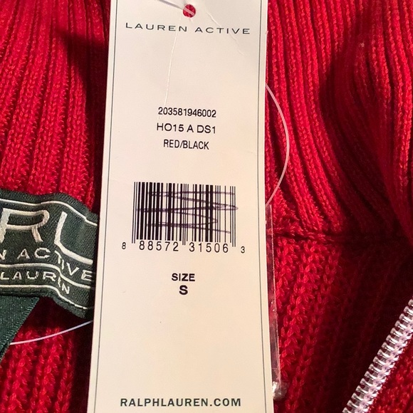 New Ralph Lauren Lauren Active Red and Black Sweater with Zipper - Picture 12 of 14